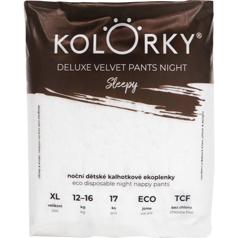 Kolorky Deluxe Velvet Pants Night Sleepy scutece de unică folosință tip chiloțel pentru noapte XL 12-16 kg 17 buc