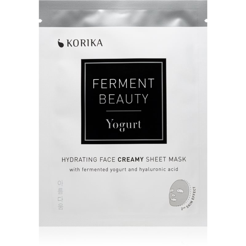 KORIKA FermentBeauty Hydrating Face Sheet Mask with Fermented Yogurt and Hyaluronic Acid mască facială de pânză cu efect hidratant, cu iaurt fermentat și acid hialuronic 23 g