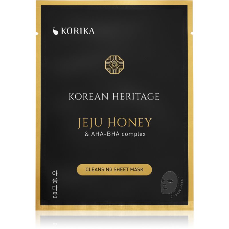 KORIKA Korean Heritage Jeju Honey & AHA-BHA Complex Cleansing Sheet Mask mască cu efect de curățare Jeju honey & AHA - BHA complex sheet mask