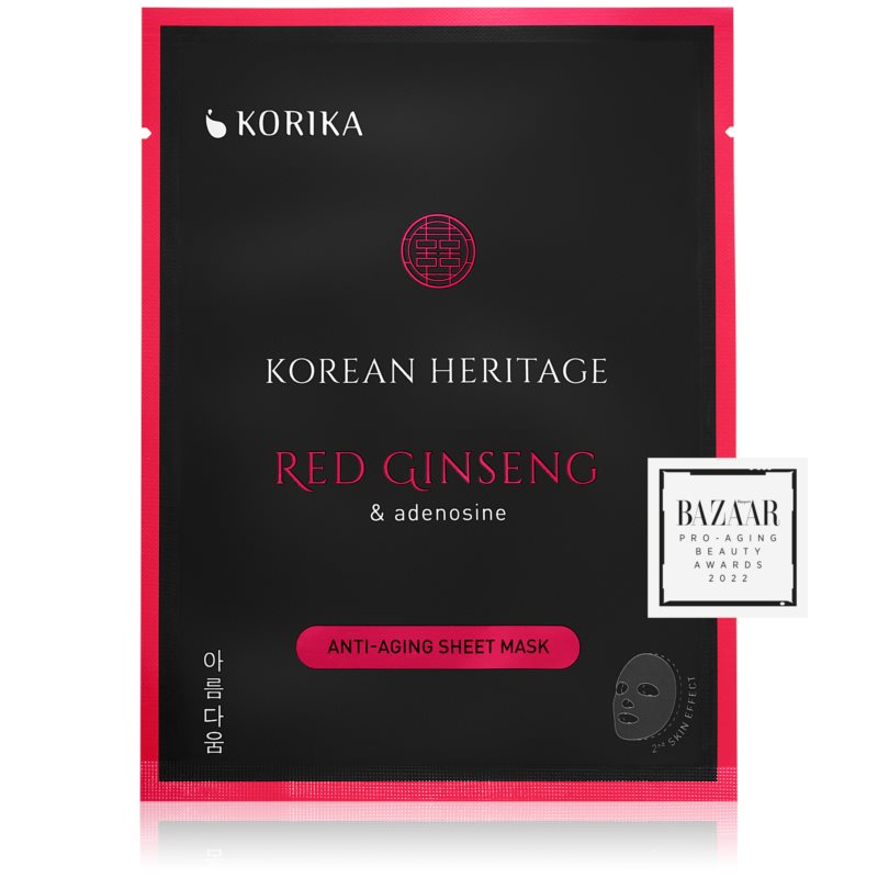 KORIKA Korean Heritage Red Ginseng & Adenosine Anti-aging Sheet Mask mască facială de pânză cu efect anti-rid Red Ginseng