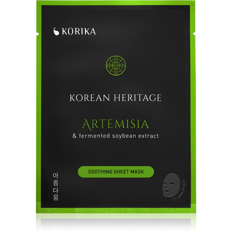 KORIKA Korean Heritage Artemisia & Fermented Soybean Extract Soothing Sheet Mask mască textilă calmantă Artemisia & fermented soybean extract sheet mask