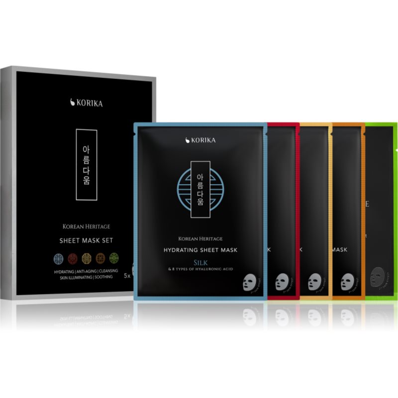 KORIKA Korean Heritage Sheet Mask Set set de măști faciale 5 pc KORIKA Korean Heritage Sheet Mask Set set de măști faciale 5 pc
