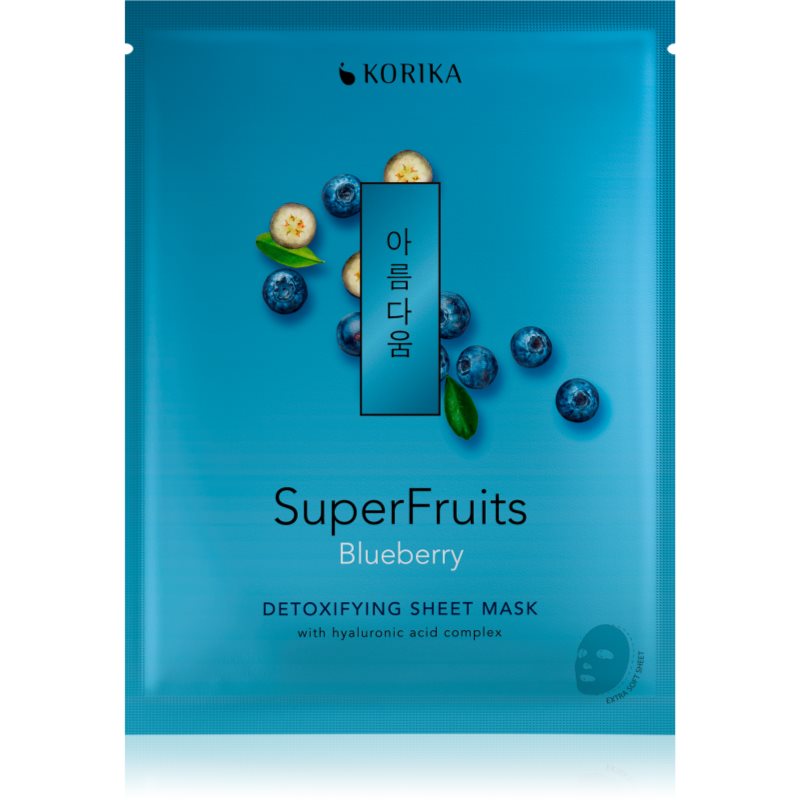 KORIKA SuperFruits Blueberry - Detoxifying Sheet Mask mască compresă hidratantă Blueberry 25 g