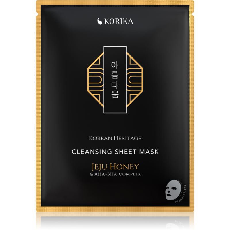 KORIKA Korean Heritage Jeju Honey &amp; AHA-BHA Complex Cleansing Sheet Mask mască cu efect de curățare 25 g