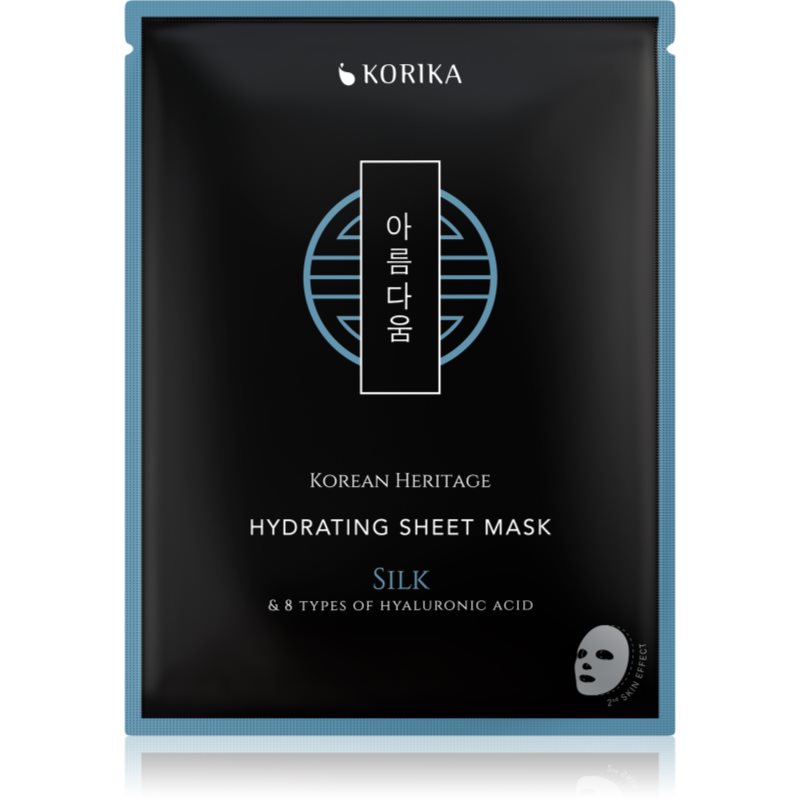 KORIKA Korean Heritage Silk &amp; 8 Types of Hyaluronic Acid Hydrating Sheet Mask mască textilă hidratantă 25 g