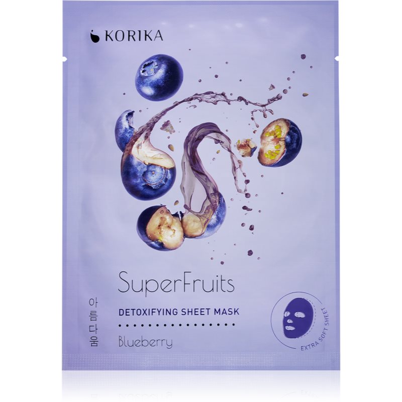 KORIKA SuperFruits Blueberry - Detoxifying Sheet Mask mască compresă hidratantă Blueberry 25 g