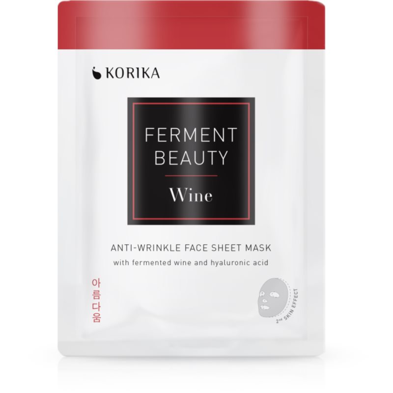 KORIKA FermentBeauty Anti-wrinkle Face Sheet Mask with Fermented Wine and Hyaluronic Acid mască facială de pânză cu efect anti-rid, cu vin fermentat și acid hialuronic 20 g