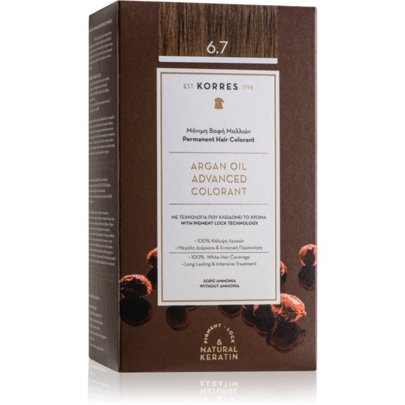 Korres Argan Oil Culoare permanenta pentru par cu ulei de argan culoare 6.7 Cocoa 50 ml