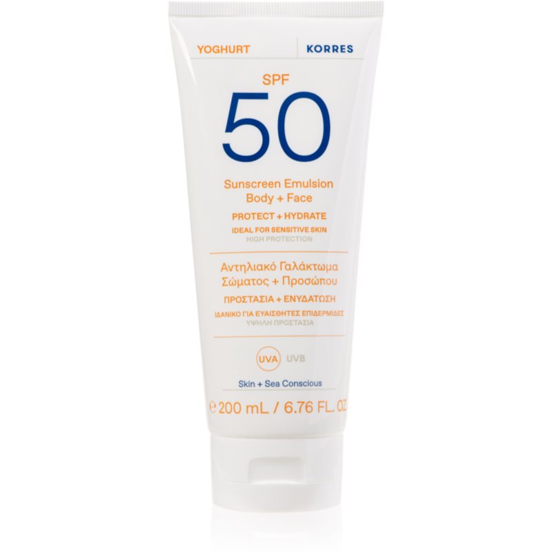 Korres Yoghurt lotiune pentru bronzat cu efect de hidratare SPF 50 200 ml