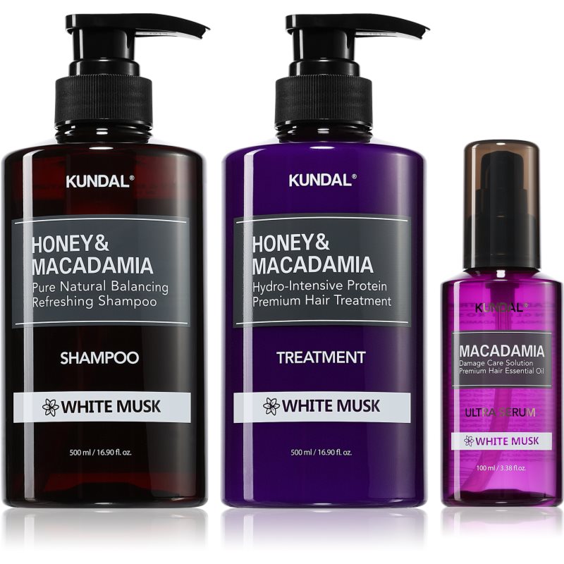 KUNDAL Honey & Macadamia White Musk set pentru păr uscat și deteriorat