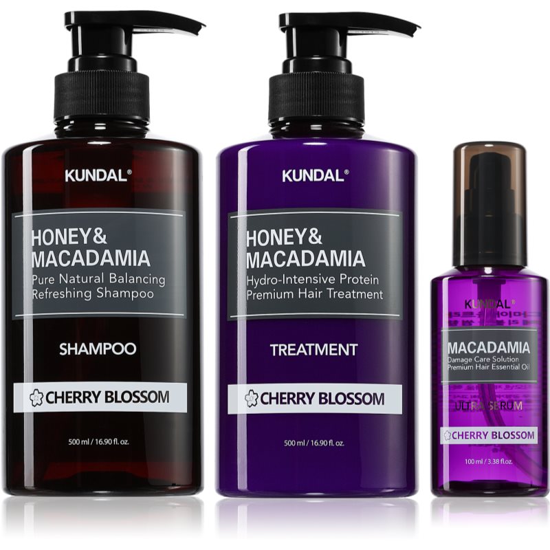 KUNDAL Honey & Macadamia Cherry Blossom set pentru păr uscat și deteriorat