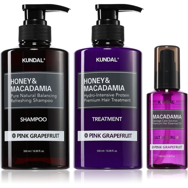 KUNDAL Honey & Macadamia Pink Grapefruit set pentru păr uscat și deteriorat
