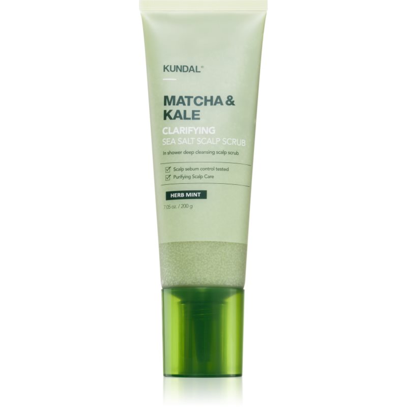 KUNDAL Matcha &amp; Kale Herb Mint exfoliant de curățare pentru par si scalp 200 g