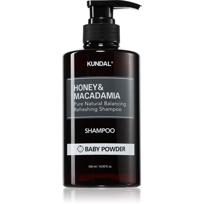 KUNDAL Honey & Macadamia Baby Powder sampon natural pentru păr uscat și deteriorat 500 ml