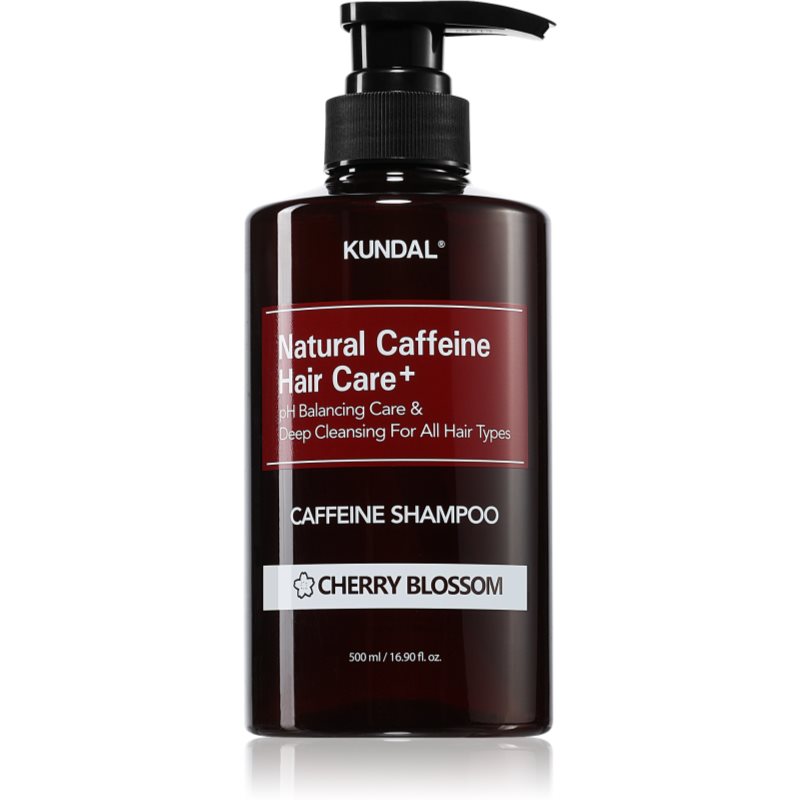 KUNDAL Caffeine Shampoo Cherry Blossom sampon natural impotriva caderii parului 500 ml