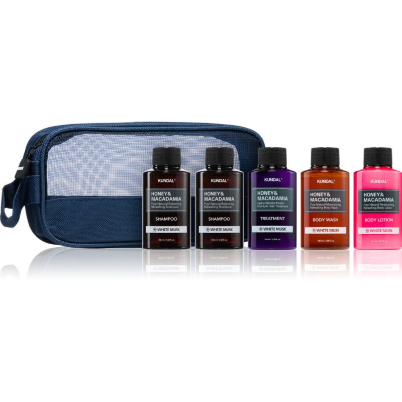 KUNDAL Honey & Macadamia White Musk Set de călătorii pentru corp si par