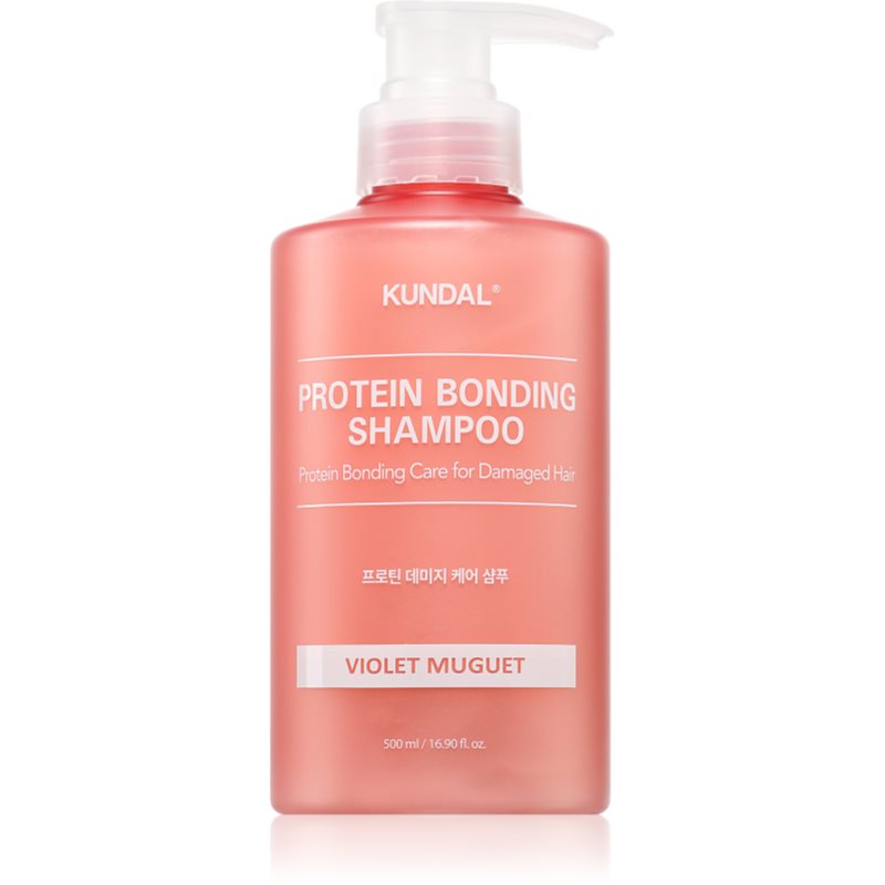 KUNDAL Protein Bonding Care Shampoo sampon hranitor pentru păr uscat și deteriorat cu parfum Violet Muguet 500 ml