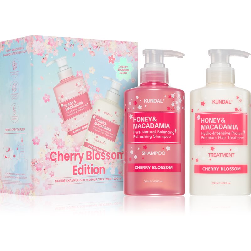 KUNDAL Honey & Macadamia Cherry Blossom Edition set cadou pentru păr