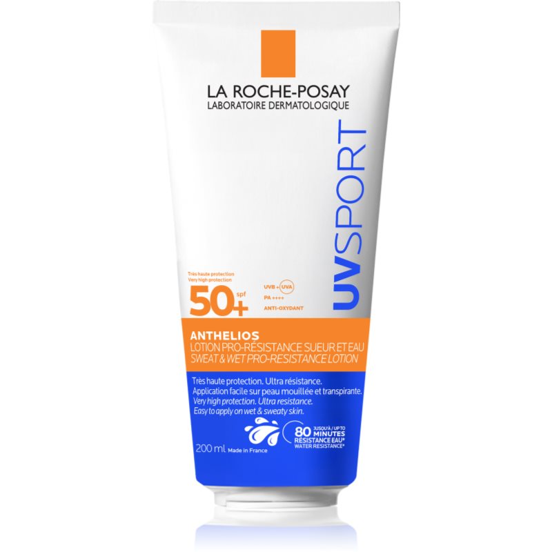 La Roche-Posay Anthelios UV Sport Sweat &amp; Wet Pro-Resistance Lotion Protectie solara cu factor foarte mare, rezistenta la apa, pentru sportivi SPF 50+ 200 ml