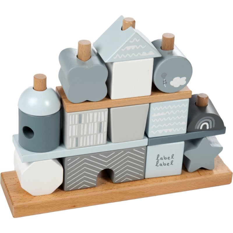 Label Label Stacking Blocks House cuburi din lemn