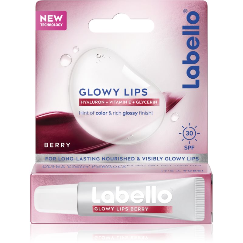 Labello Glowy Lips Berry balsam de buze colorat cu acid hialuronic SPF 30 10 ml