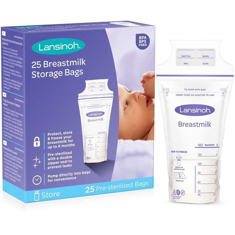 Lansinoh Breastfeeding Breastmilk Storage Bags sac pentru păstrarea laptelui matern 25 buc