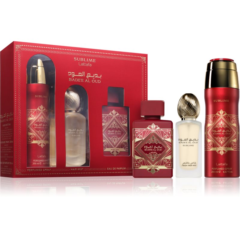 Lattafa Badee Al Oud Sublime set cadou unisex 3 buc