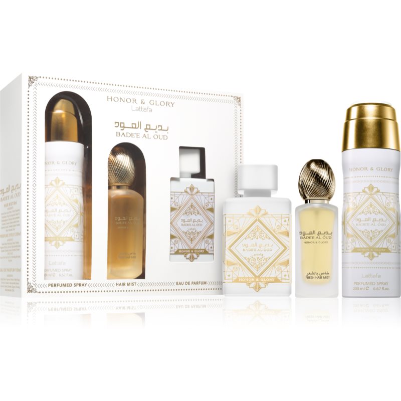 Lattafa Badee Al Oud Honor & Glory set cadou unisex 3 buc