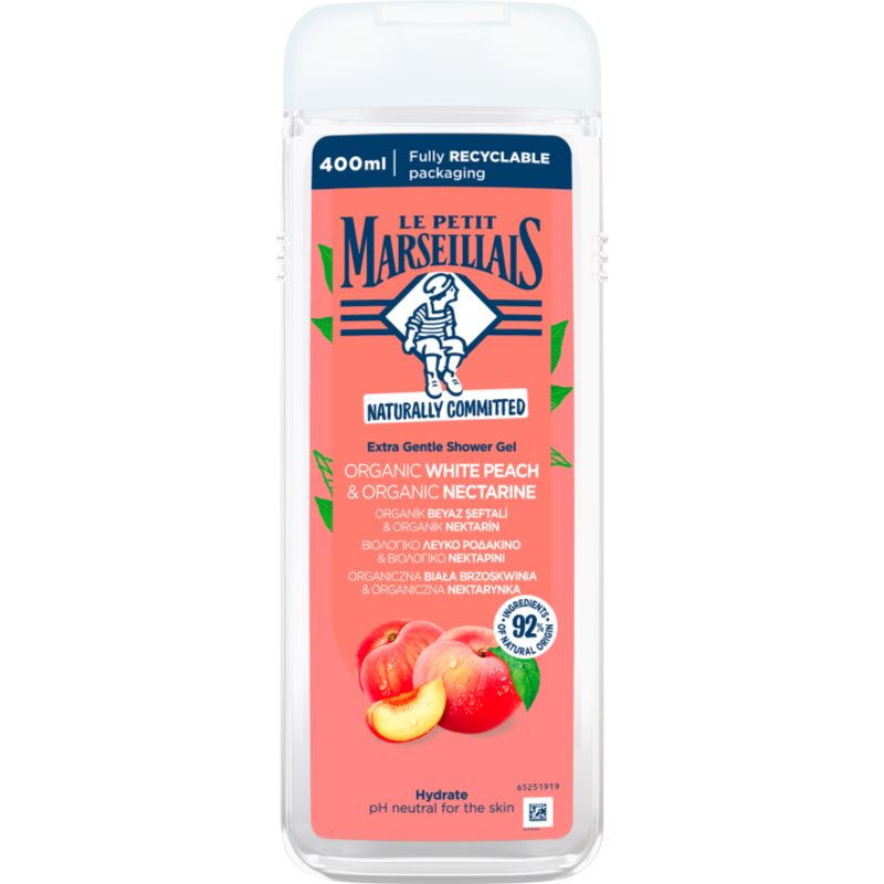 Le Petit Marseillais White Peach Bio & Nectarine Bio gel de duș mătăsos 400 ml