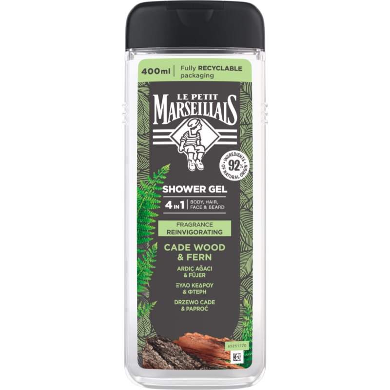 Le Petit Marseillais Cade Wood & Fern gel de duș 4 in 1 pentru bărbați 400 ml