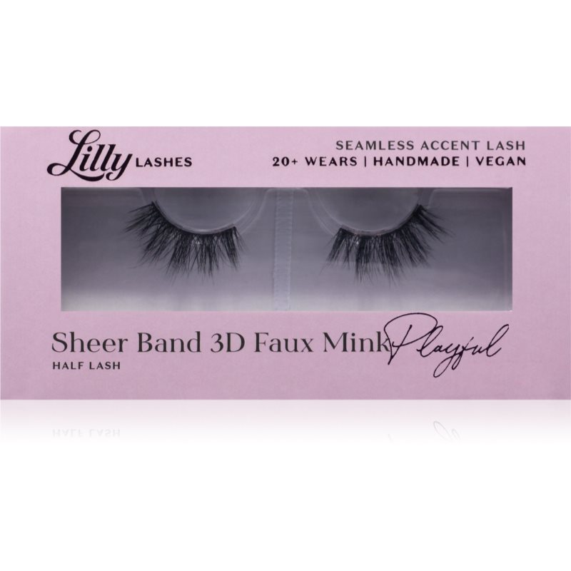 Lilly Lashes Sheer Band 3D Faux Mink Half Lash gene false tip Playful 1 pereche