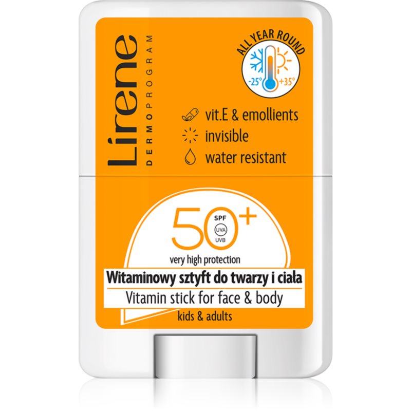 Lirene Vitamin Stick For Face&Body Tratament local pentru protectie solara pentru fata si corp SPF 50 15 g