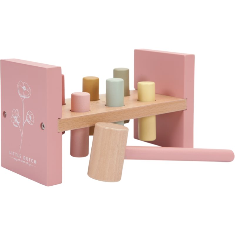 Little Dutch Hammerbank joc interactiv de lovit cu ciocanul din lemn Pink Flowers 1 buc Little Dutch Hammerbank joc interactiv de lovit cu ciocanul din lemn Pink Flowers 1 buc