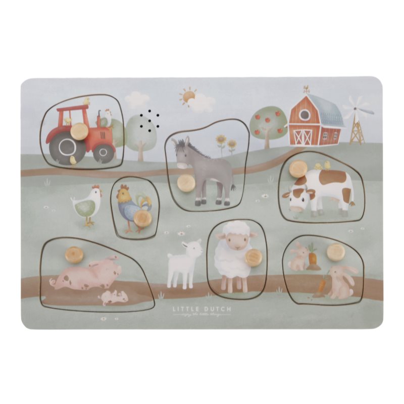 Little Dutch Little Farm Sound Puzzle puzzle din lemn 1 buc Little Dutch Little Farm Sound Puzzle puzzle din lemn 1 buc