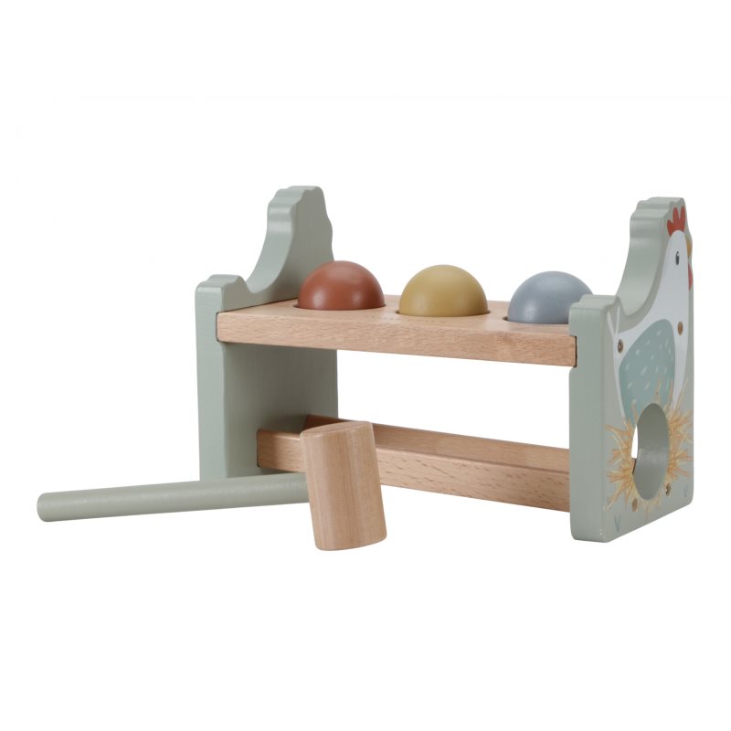 Little Dutch Little Farm Pounding Bench joc interactiv de lovit cu ciocanul 12 m+ 1 buc