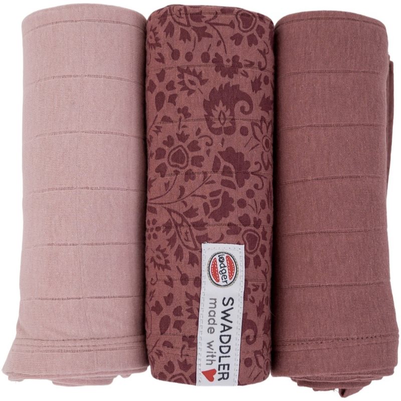 Lodger Swaddler Flower Tribe III scutece textile Rosewood 70 x 70 cm 3 buc