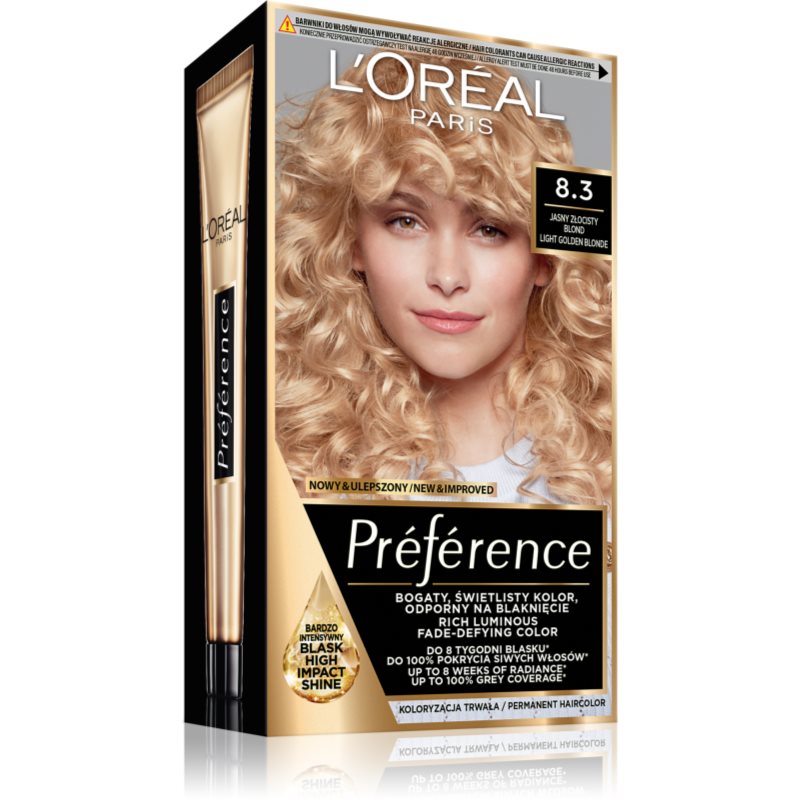 L’Oréal Paris Préférence culoare par culoare 8.3 Light golden blonde 1 buc