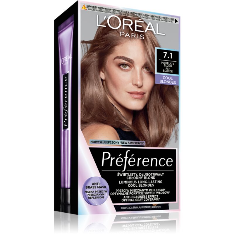 L’Oréal Paris Préférence culoare par culoare 7.1 Ashy Blond 1 buc L’Oréal Paris Préférence culoare par culoare 7.1 Ashy Blond 1 buc