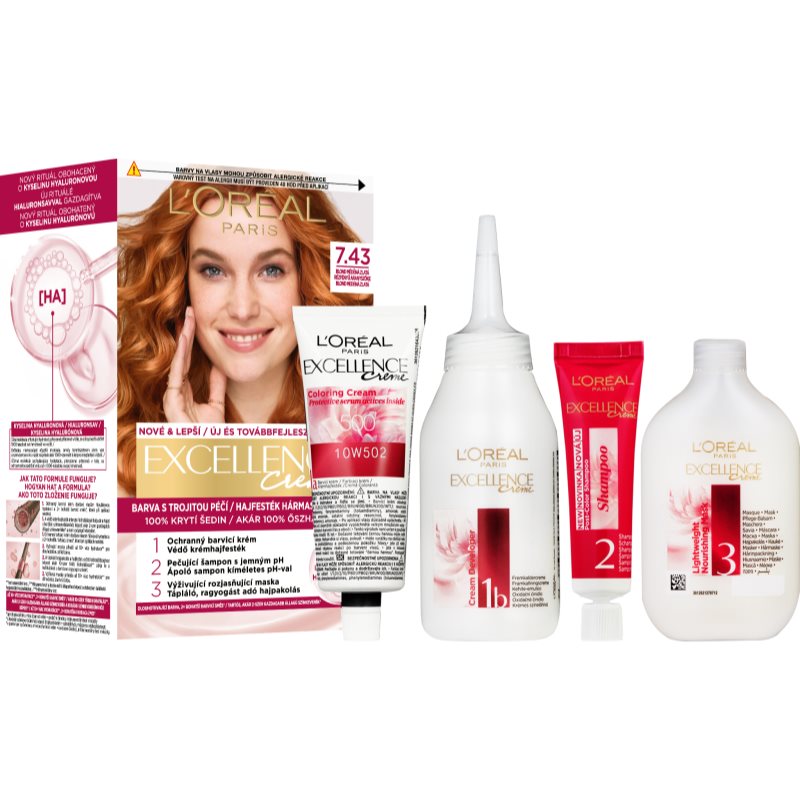 L’Oréal Paris Excellence Creme culoare par culoare 7.43 Blonde Copper 1 buc