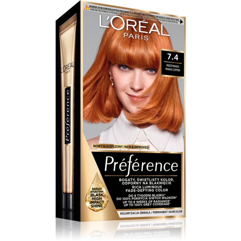 L’Oréal Paris Préférence culoare par culoare 7.4 Mango Copper 1 buc L’Oréal Paris Préférence culoare par culoare 7.4 Mango Copper 1 buc