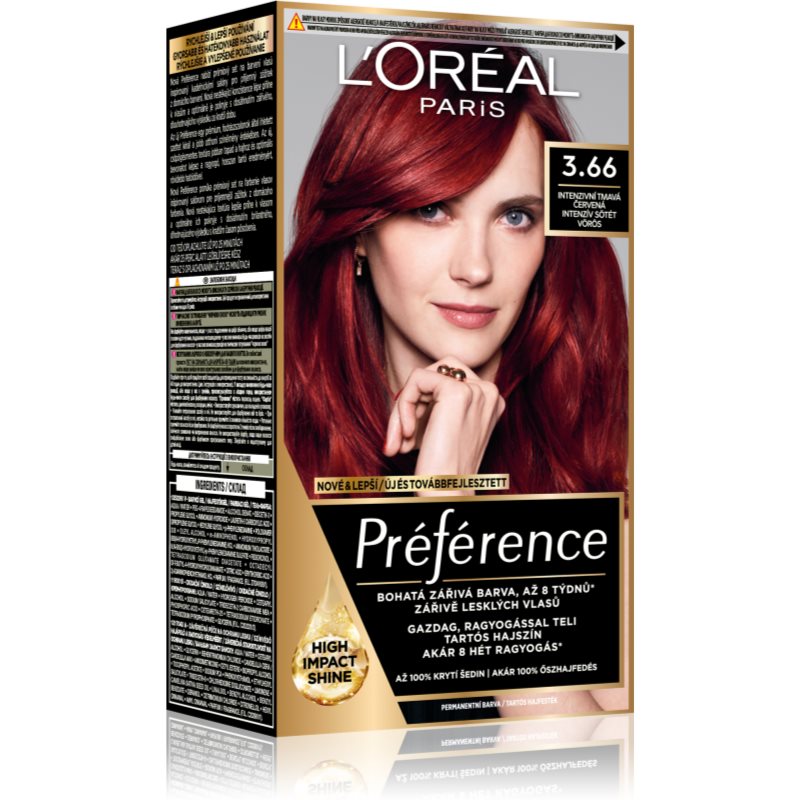 L’Oréal Paris Préférence hair colour shade 3.66 Intense Dark Red 1 pc