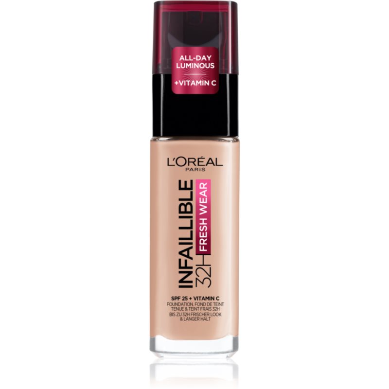 L’Oréal Paris Infaillible 32H Fresh Wear fard lichid de lunga durata culoare 130 True Beige 30 ml