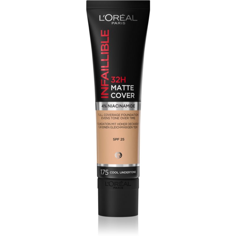 L’Oréal Paris Infallible 32H Matte Cover machiaj matifiant de lungă durată SPF 25 culoare 175 (Cool Undertone) 30 ml