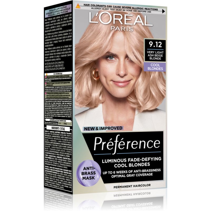 L’Oréal Paris Préférence culoare par culoare 9.12 Very Light Ash Beige Blonde