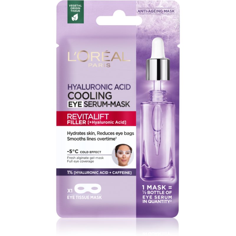 L’Oréal Paris Revitalift Filler Mască textilă cu efect de iluminare și hidratare pentru ochi 11 g