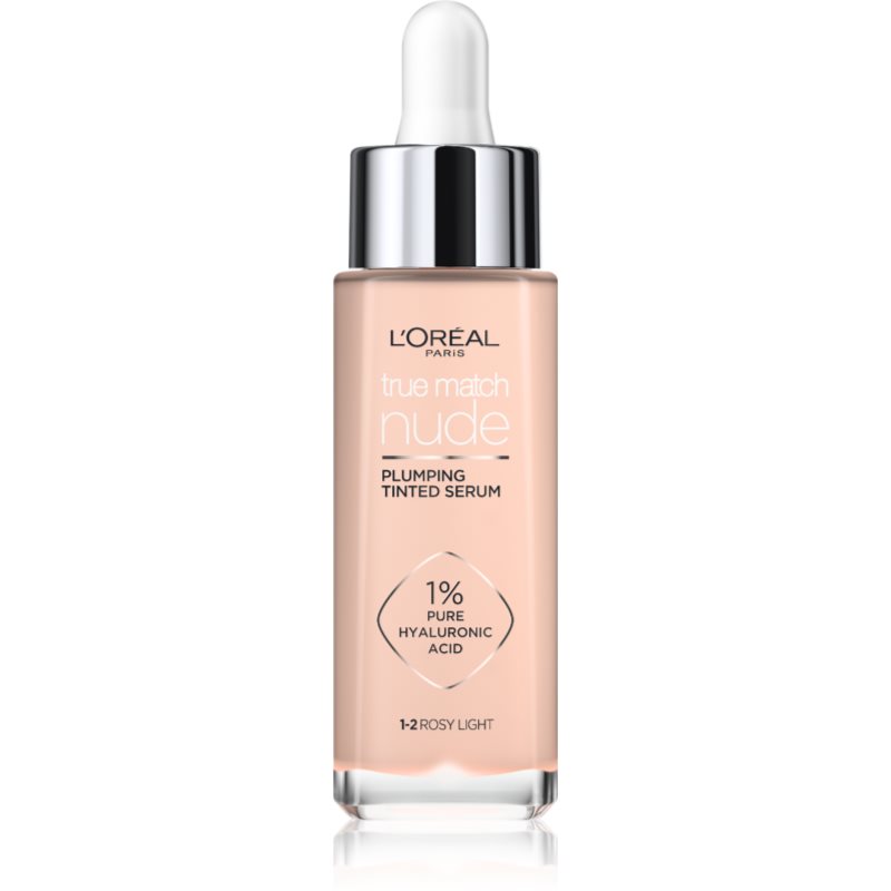 L’Oréal Paris True Match Nude Plumping Tinted Serum ser pentru uniformizarea nuantei tenului culoare 1-2 Rosy Light 30 ml