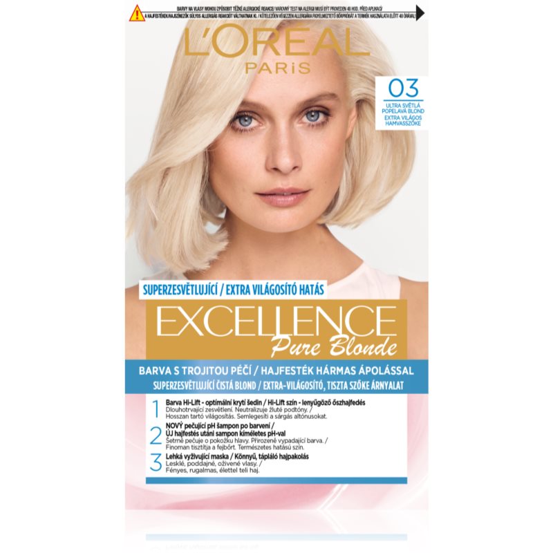 L’Oréal Paris Excellence Creme culoare par culoare 03 Ultra Light Ash Blonde 1 buc