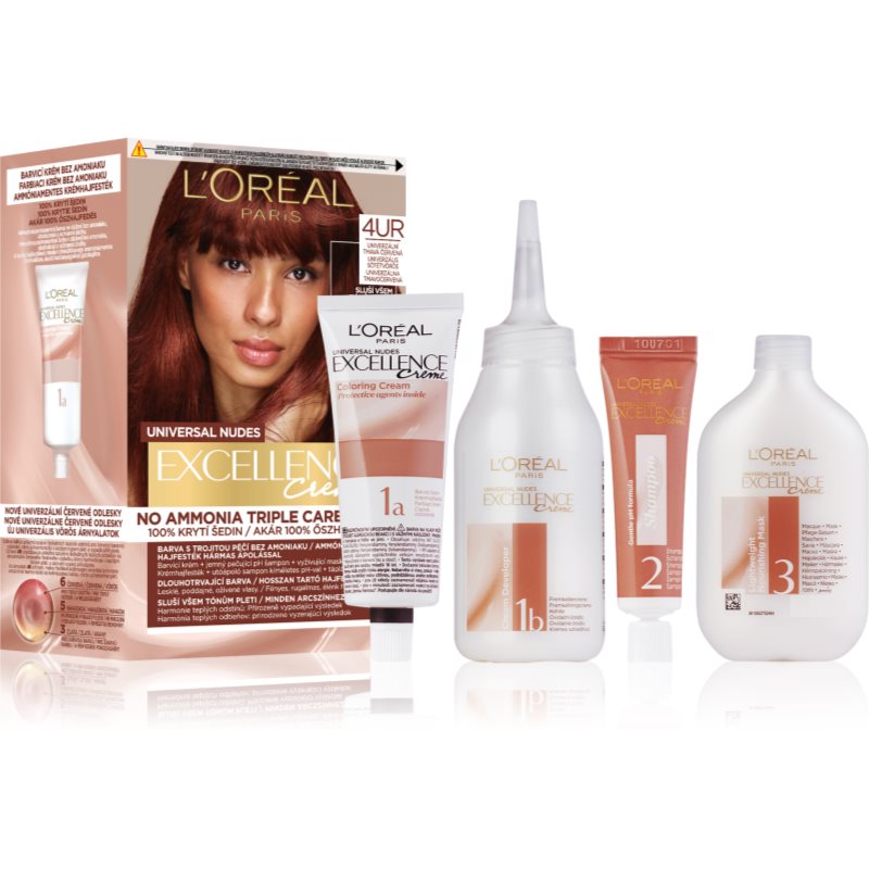 L’Oréal Paris Excellence Universal Nudes Culoare permanenta pentru par culoare 4UR Universal Dark Red 1 buc