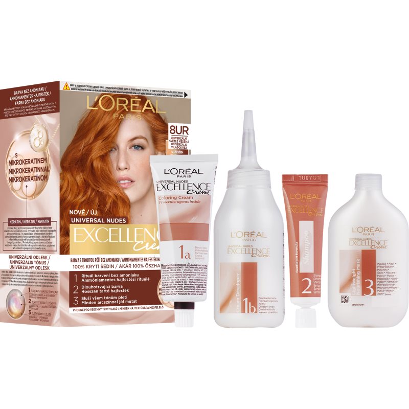 L’Oréal Paris Excellence Universal Nudes Culoare permanenta pentru par culoare 8UR Universal Copper Light 1 buc