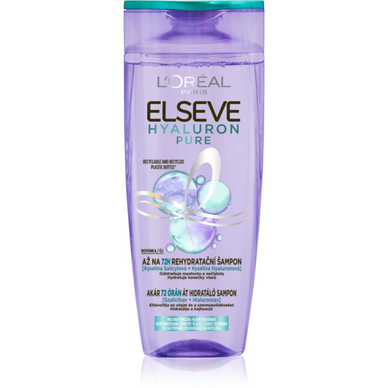 L’Oréal Paris Elseve Hyaluron Pure sampon hidratant pentru scalp gras și vârfuri uscate 250 ml